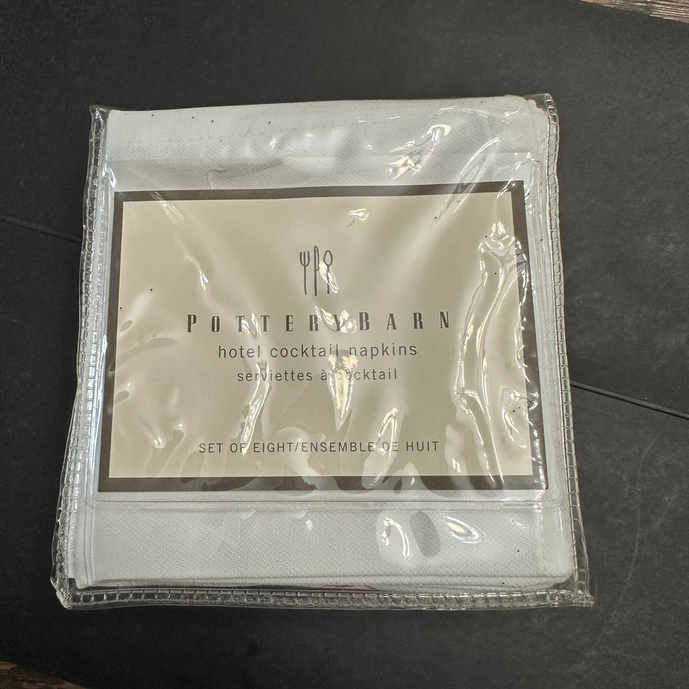 Pottery Barn Set of 8 Hotel Cocktail Napkins Cotton 10 x 10 inch New Off-White